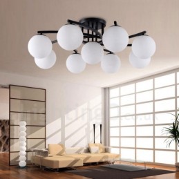 9 Light Rustic Lodge Integrated Chandelier with Glass Shade