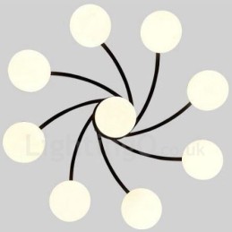 9 Light Rustic Lodge Integrated Chandelier with Glass Shade