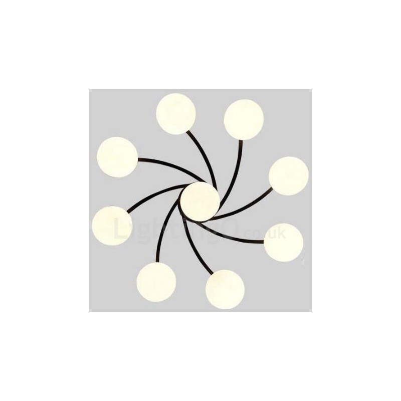 9 Light Rustic Lodge Integrated Chandelier with Glass Shade