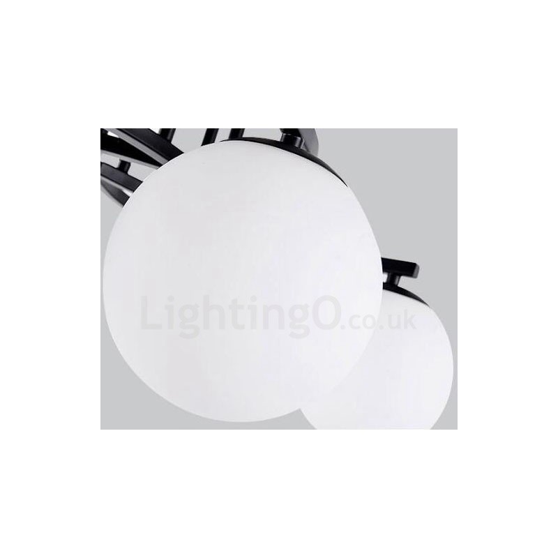 9 Light Rustic Lodge Integrated Chandelier with Glass Shade