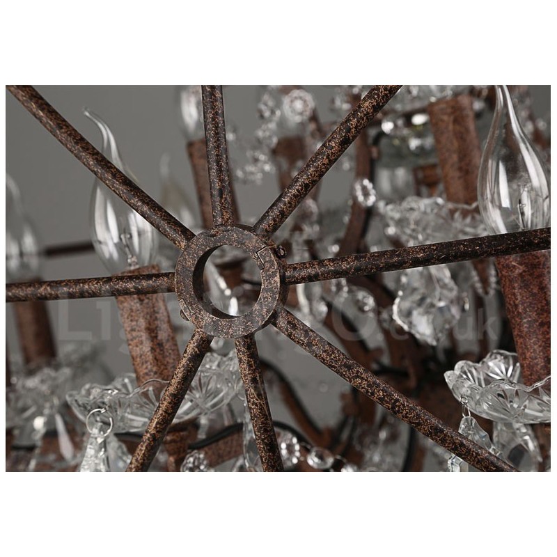 Diameter 60CM 80CM Vintage Crystal Painting Metal Chandelier Rusty Colour Pendant Light