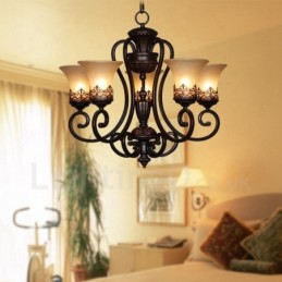 5 Light Rustic Lodge Integrated Metal Chandelier
