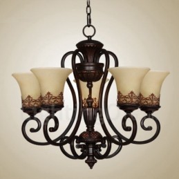 5 Light Rustic Lodge Integrated Metal Chandelier
