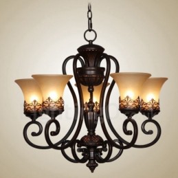 5 Light Rustic Lodge Integrated Metal Chandelier