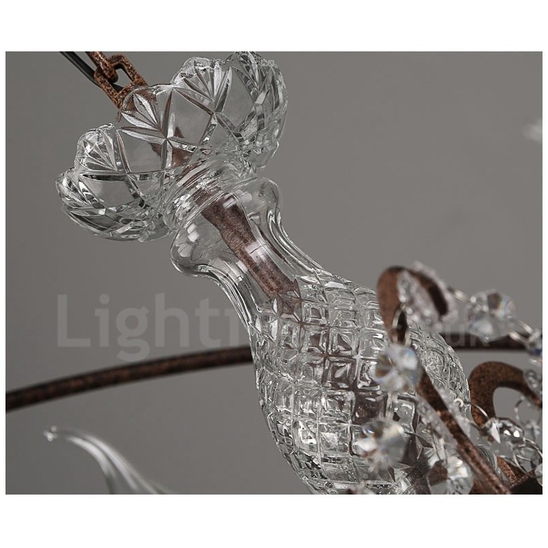 Diameter 60CM 80CM Vintage Crystal Painting Metal Chandelier Rusty Colour Pendant Light