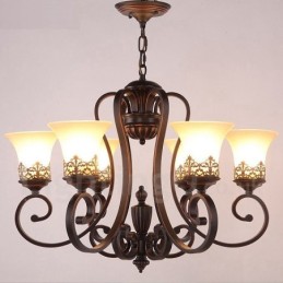 6 Light Rustic Lodge Integrated Metal Chandelier