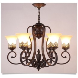 6 Light Rustic Lodge Integrated Metal Chandelier