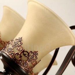 6 Light Rustic Lodge Integrated Metal Chandelier