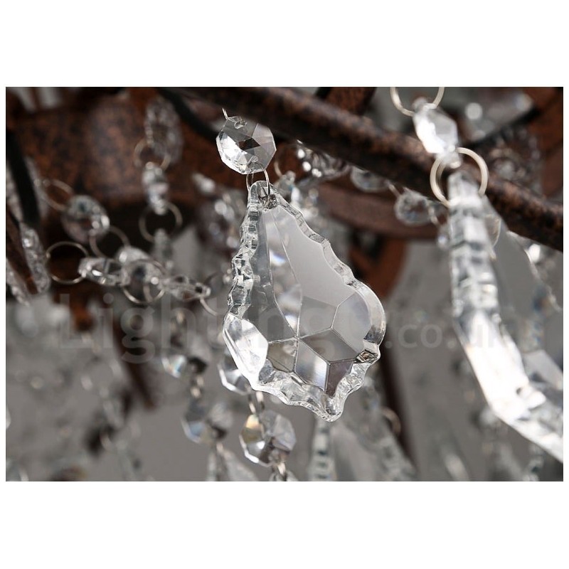 Diameter 60CM 80CM Vintage Crystal Painting Metal Chandelier Rusty Colour Pendant Light