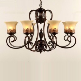 8 Light Rustic Lodge Integrated Metal Chandelier