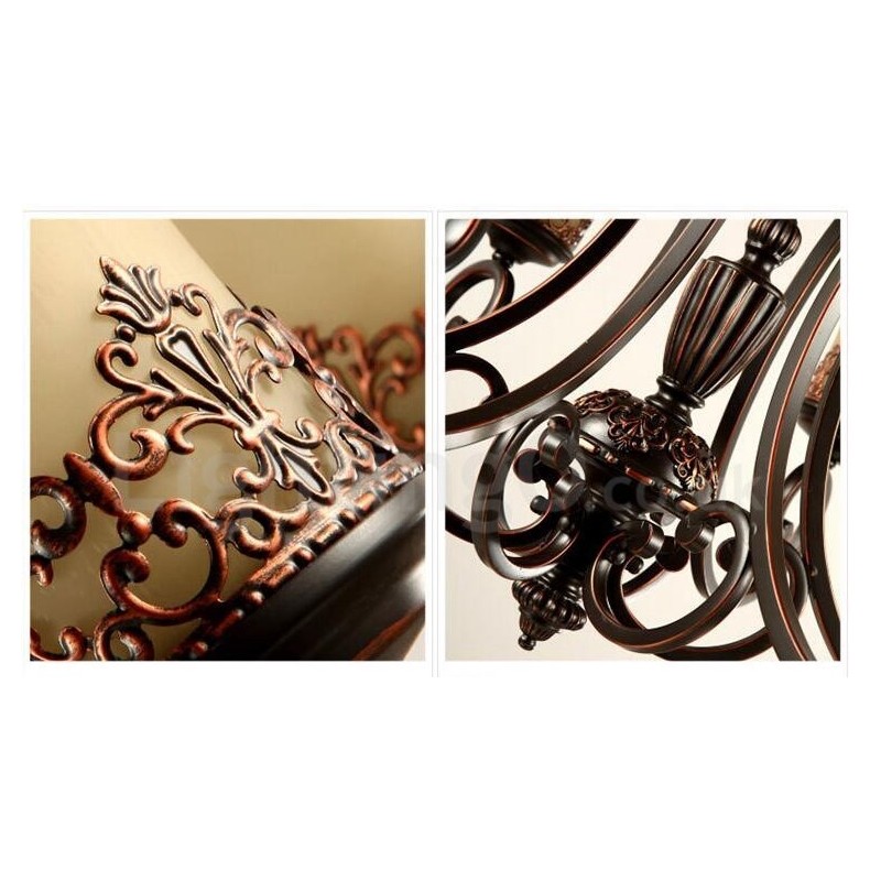 8 Light Rustic Lodge Integrated Metal Chandelier