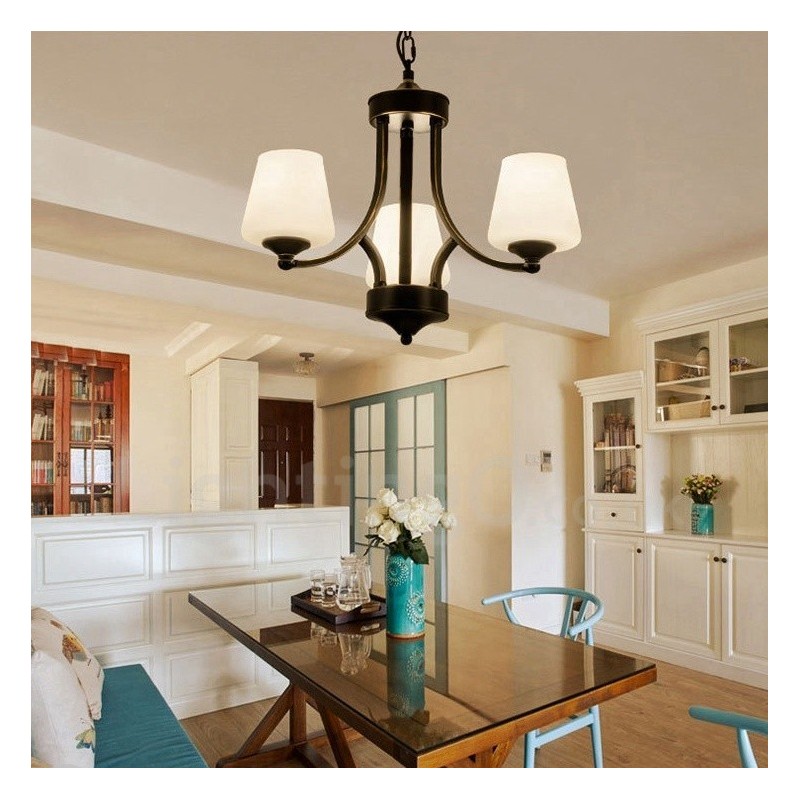 3 Light Rustic Lodge Integrated Metal Chandelier