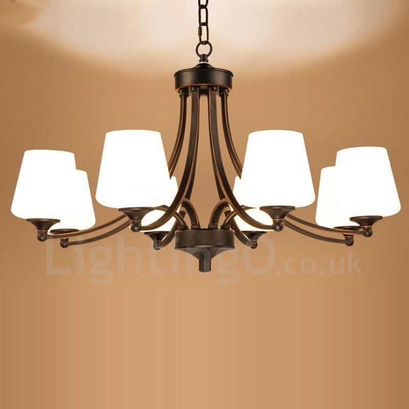 8 Light Rustic Lodge Integrated Metal Chandelier