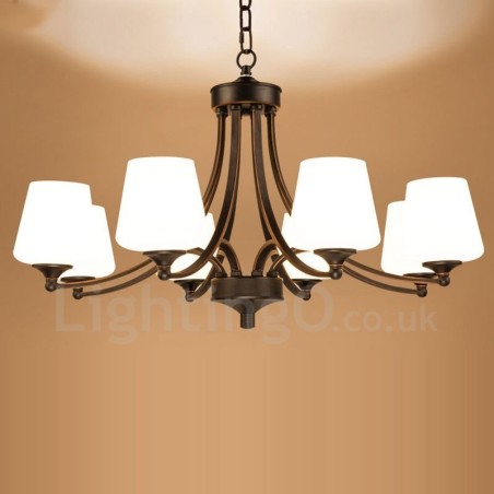 8 Light Rustic Lodge Integrated Metal Chandelier