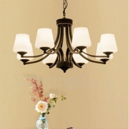 8 Light Rustic Lodge Integrated Metal Chandelier