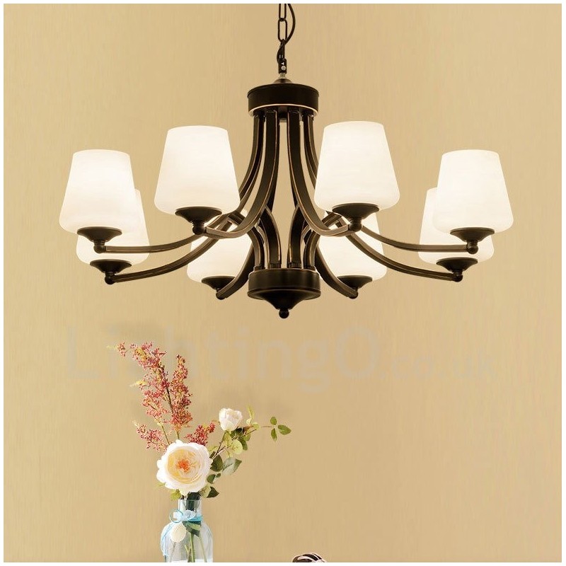 8 Light Rustic Lodge Integrated Metal Chandelier