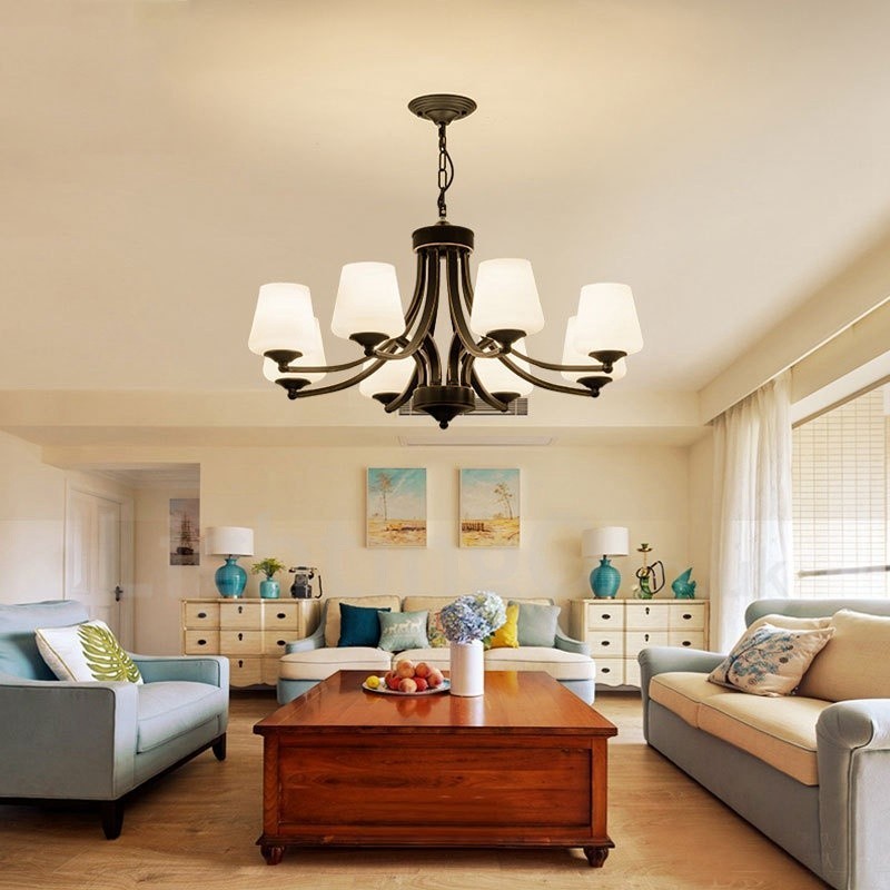 8 Light Rustic Lodge Integrated Metal Chandelier