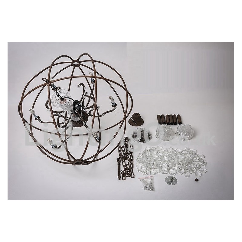 Diameter 60CM 80CM Vintage Crystal Painting Metal Chandelier Rusty Colour Pendant Light
