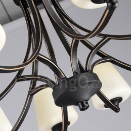 8 Light Rustic Lodge Integrated Metal Chandelier