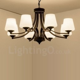 8 Light Rustic Lodge Integrated Metal Chandelier