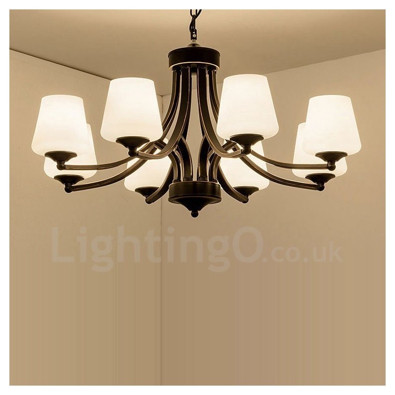 8 Light Rustic Lodge Integrated Metal Chandelier