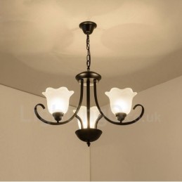 3 Light Rustic Lodge Integrated Metal Chandelier