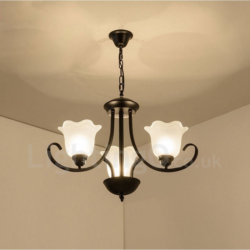 3 Light Rustic Lodge Integrated Metal Chandelier