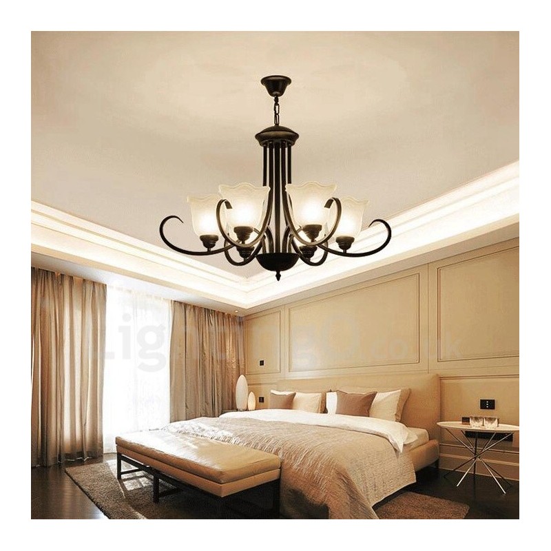 6 Light Rustic Lodge Integrated Metal Chandelier