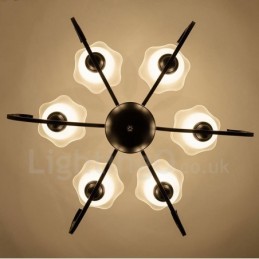 6 Light Rustic Lodge Integrated Metal Chandelier