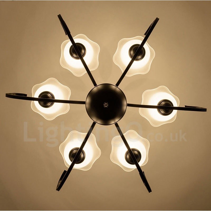 6 Light Rustic Lodge Integrated Metal Chandelier