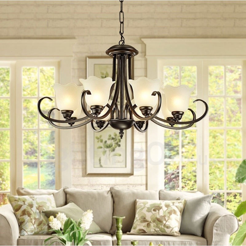 8 Light Rustic Lodge Integrated Metal Chandelier