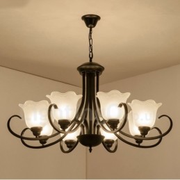 8 Light Rustic Lodge Integrated Metal Chandelier
