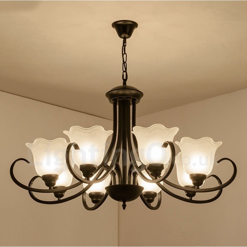 8 Light Rustic Lodge Integrated Metal Chandelier