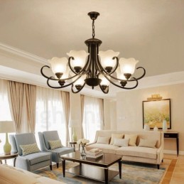 8 Light Rustic Lodge Integrated Metal Chandelier