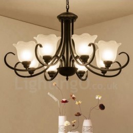 8 Light Rustic Lodge Integrated Metal Chandelier