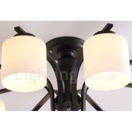 5 Light Country Integrated Metal Chandelier with Glass Shade
