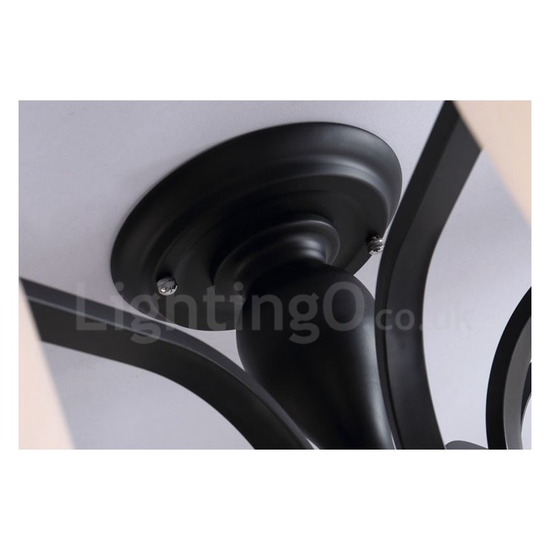 5 Light Country Integrated Metal Chandelier with Glass Shade