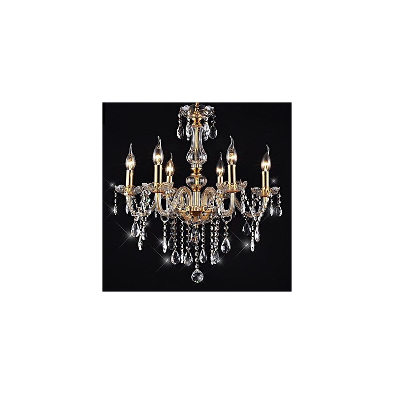 Chandelier 6 Lights Golden Vintage in Crystal Feature