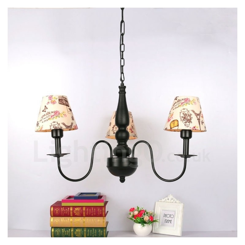 3 Light Traditional Classic Integrated Metal Chandelier
