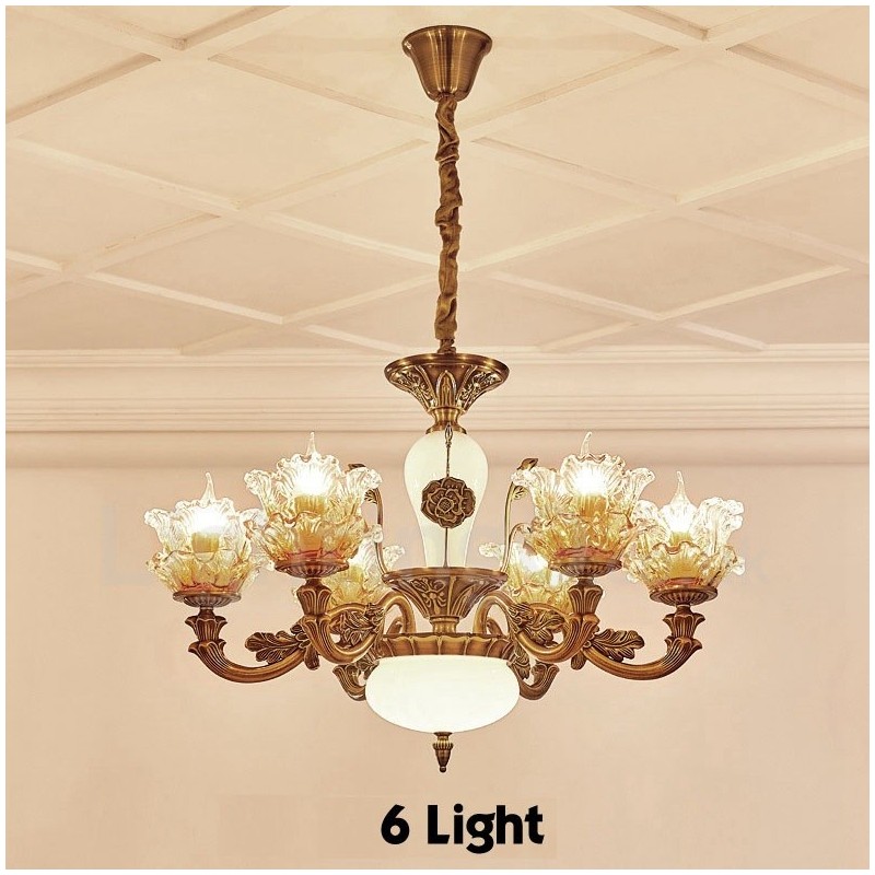 6 Light Traditional Classic Integrated Metal Chandelier