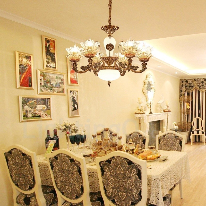 6 Light Traditional Classic Integrated Metal Chandelier