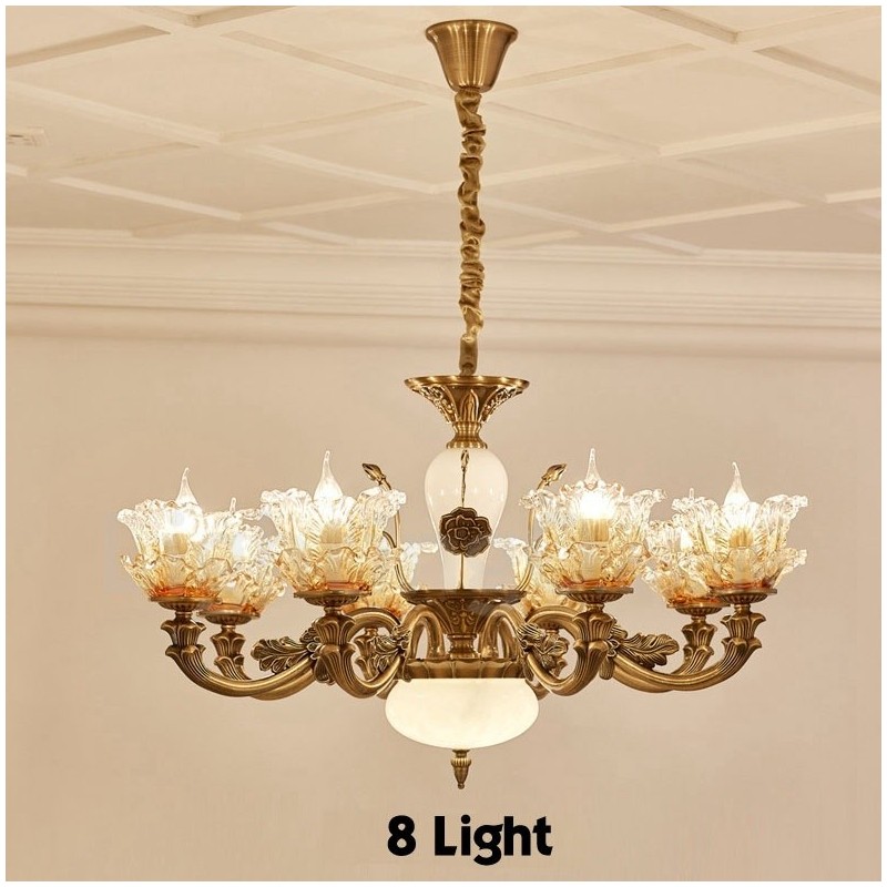 8 Light Traditional Classic Integrated Metal Chandelier