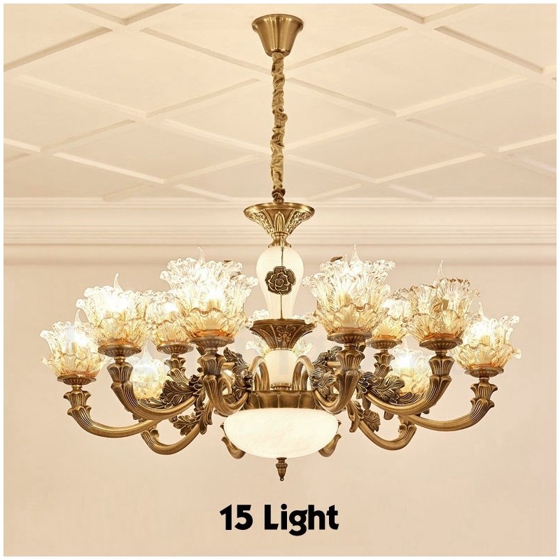 15 Light Traditional Classic Integrated Metal Chandelier