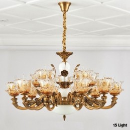15 Light Traditional Classic Integrated Metal Chandelier