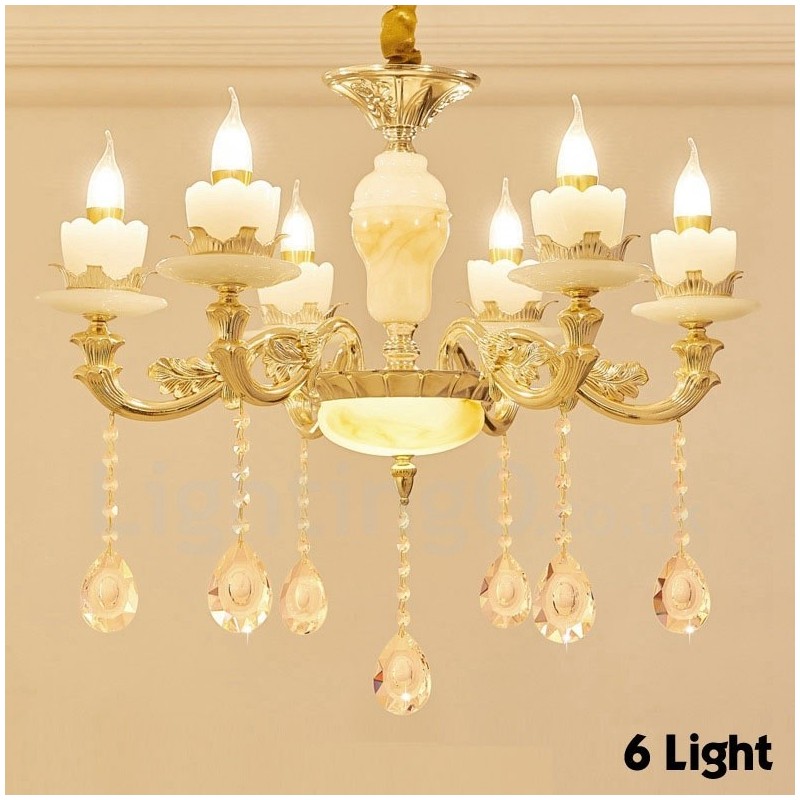 6 Light Traditional Classic Integrated Metal Chandelier