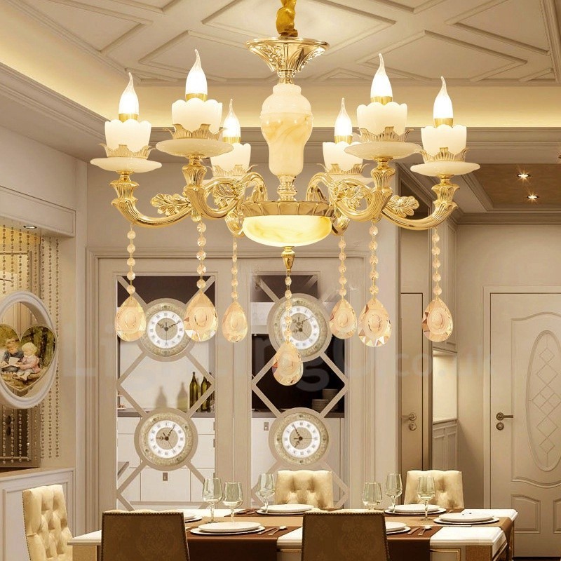 6 Light Traditional Classic Integrated Metal Chandelier