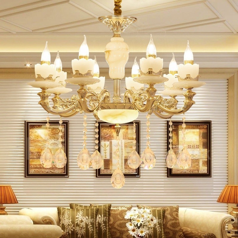 8 Light Traditional Classic Integrated Metal Chandelier