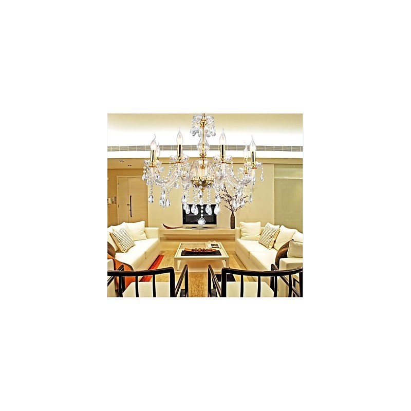 Chandelier 6 Lights Golden Vintage in Crystal Feature