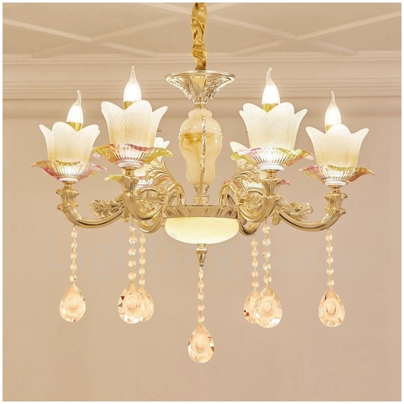 6 Light Traditional Classic Integrated Metal Chandelier