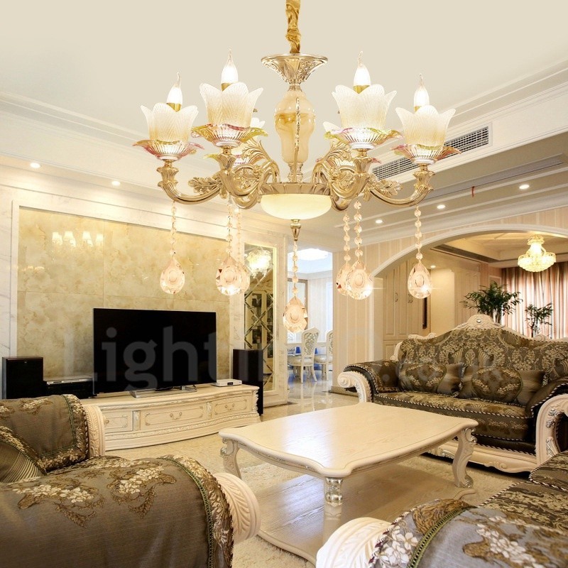 6 Light Traditional Classic Integrated Metal Chandelier